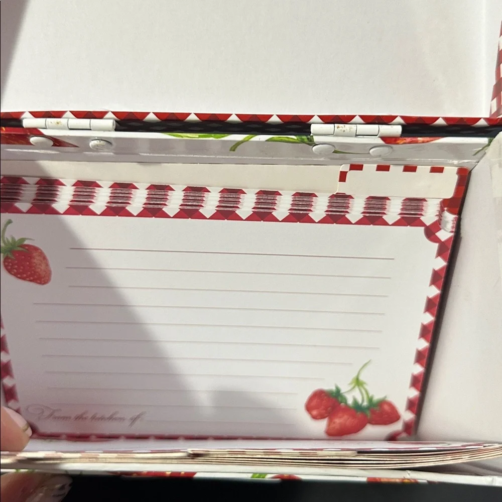 Strawberry recipe box with cards and dividers